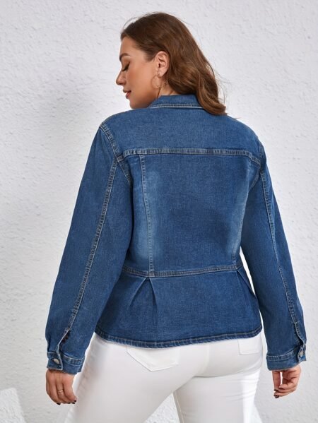 Retro College Plus Size Slim Stretch Denim Jacket