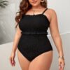 Plus Size Shoulder-Cover Belly-Hiding Swimsuit