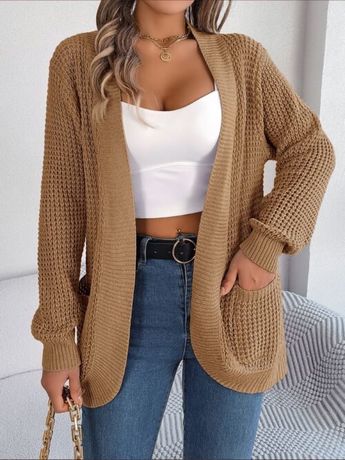 Casual Pocket Long Sleeve Knit Cardigan Coat