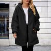 Plus Size Winter Plush Hooded Zipper Jacket