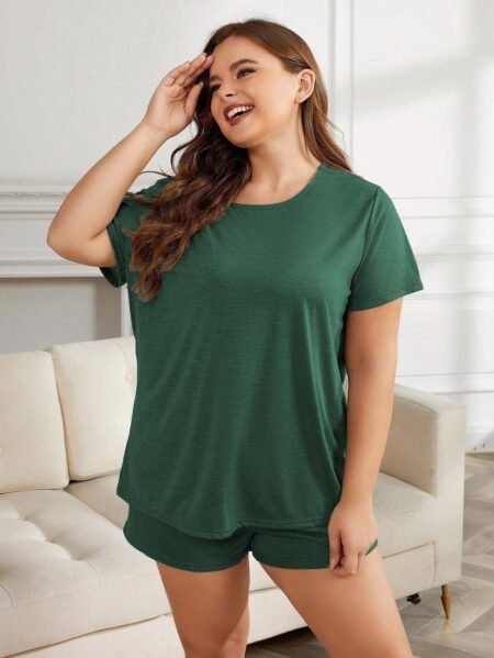 Plus Size Loose-Fit Summer Casual Pajama Two-Piece Set