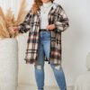 Plus Size Autumn Winter Plaid Hooded Coat