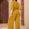 Plus Size Sexy Bow Lace-Up High Waist Jumpsuit for Spring & Summer