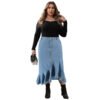 Plus Size Everyday Denim Fit Long Skirt