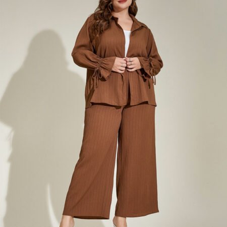 Plus Size Elegant Casual Loose Two-Piece Suit for Spring & Autumn