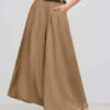 Khaki Wide Leg Draped Suit Pants for Women