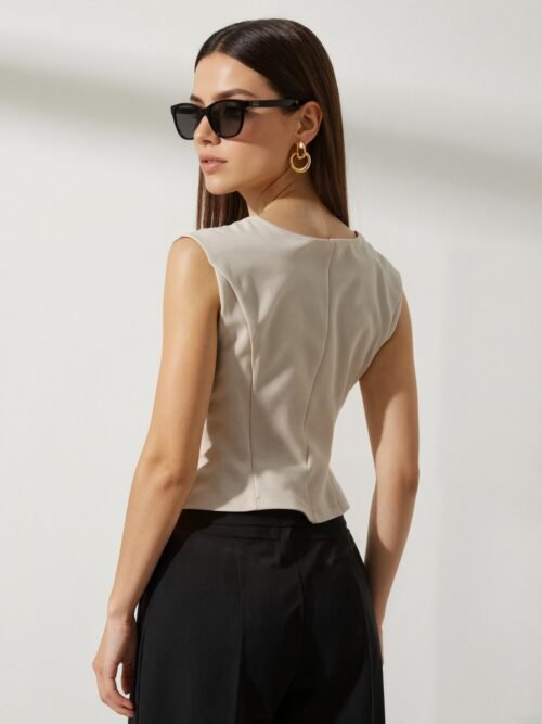 Slim Fit Double Breasted Short Vest for Women