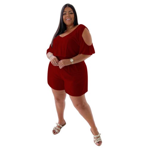 Plus Size Casual Solid Color Home Jumpsuit
