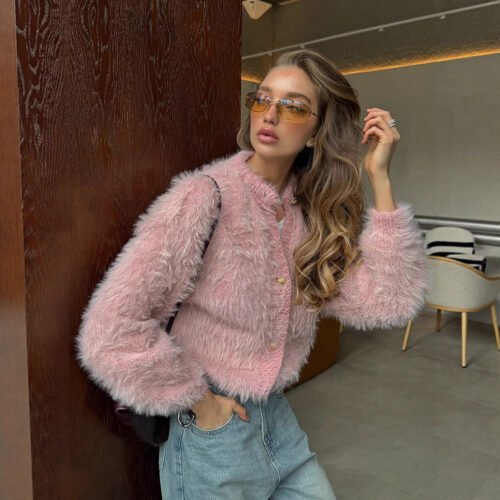 Soft Mink-Like Knitted Sweater Cardigan