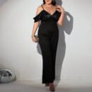 Key Features: Slim-fitting silhouette Sequined patchwork accents Stretch-enhanced comfort Eye-catching party style Ideal for evening wear