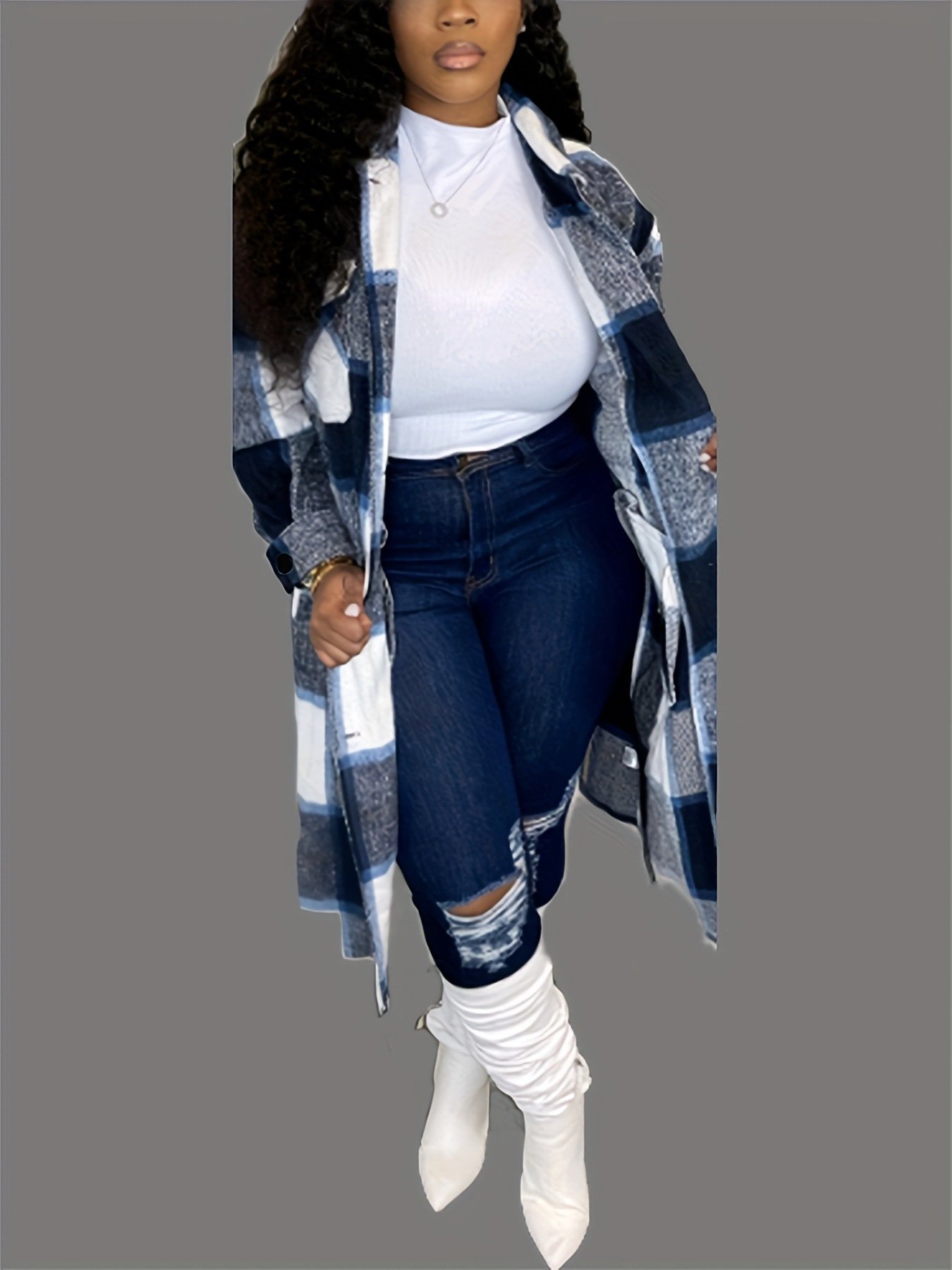 Plus Size Autumn Winter Thickened Button-Up Coat