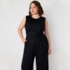Plus Size Sleeveless Slimming Solid Color Jumpsuit Trousers