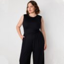 Plus Size Sleeveless Slimming Solid Color Jumpsuit Trousers