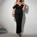 Key Features: Slim-fitting silhouette Sequined patchwork accents Stretch-enhanced comfort Eye-catching party style Ideal for evening wear