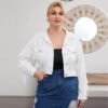 Trendy Plus Size Tassel Stitching Denim Jacket