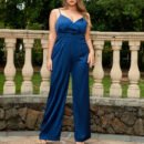 Plus Size Summer Strap V-Neck Slim Fit Jumpsuit for Women