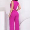 Solid Color Sleeveless Cropped Two Piece Casual Set