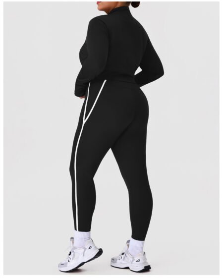 Plus Size Contrast Color Nude Feel Yoga Two-Piece Set