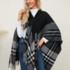 Luxury Cashmere Knit Shawl Cape Cloak Coat for Women