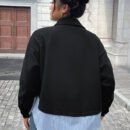 Plus Size Patchwork Stripe Short Fashion Jacket