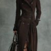 Western Style Suede Long Trench Coat for Women