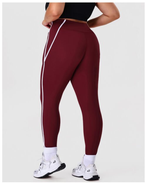 Plus Size Side Stripe Peach Hip Yoga Leggings – High Elastic Fit