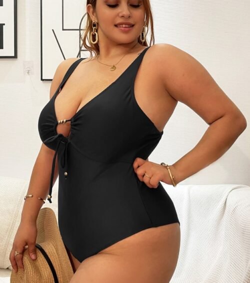 Plus Size Lace-Up High Waist Sexy Bikini Set